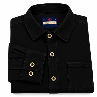 Denim Jeans One Pocket Shirt (Black)